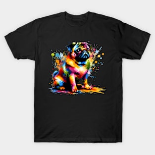 Artistic Colorful Splash Interpretation of Sitting Pug T-Shirt